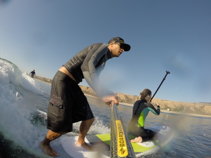 Mike Tavares and Laurel Douglas double surf 
